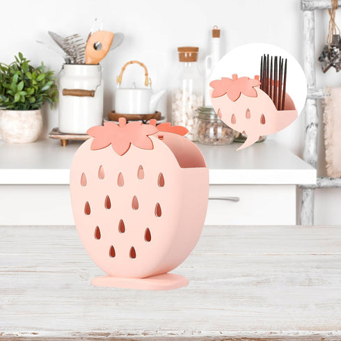 Hemoton Cutlery Utensil Drying Rack,Strawberry Shaped Chopsticks Basket,Flatware Storage Basket,Spoon Fork Organizer for Kitchen Drying Rack,Count...