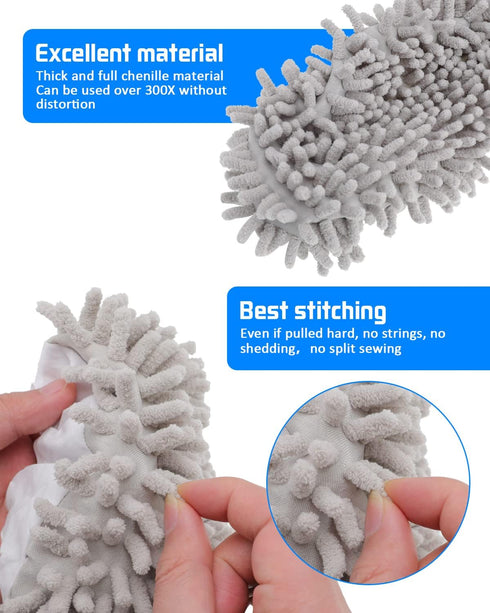 8 Pcs Mop Slippers Socks Floor Cleaning,Microfiber Shoe Covers dust Washable Reusable for Woman Man House Kitchen (Grey)...
