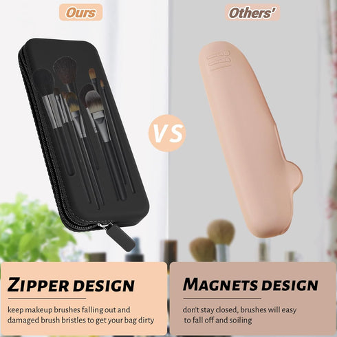 Sakolla Travel Makeup Brush Holder, Silicone Makeup Brush Bag with Zipper Closure, Makeup Brushes Organizer Case Washable Makeup Pouch Holder Case...