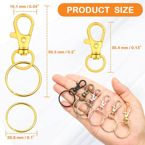 120pcs Key Chain Clip Hooks, Evatage Swivel Clasps Lanyard Snap Hook with Key Rings, Keychain Hooks for Lanyard, Purse and Crafting...
