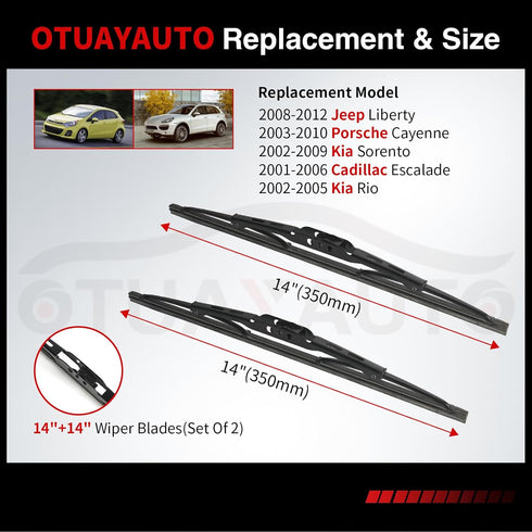 OTUAYAUTO 14" Rear Windshield Wiper Blade - Replacement for 2003-2010 Porsche Cayenne, 2008-2012 Jeep Liberty (Pack of 2)...