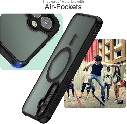 Magnetic Case for Samsung Galaxy S23 FE (6.4 Inch) Matte Translucent Back + TPU Bumper Shockproof Phone Cover with Built-in Magnet for Galaxy S23 ...