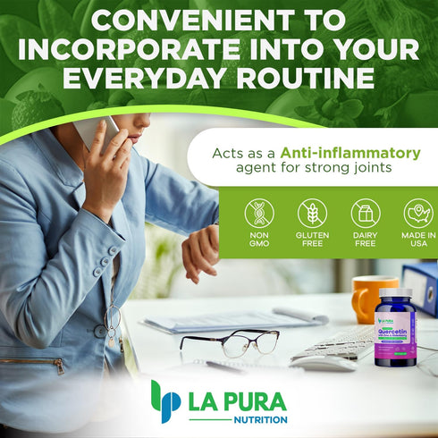 LaPura Advanced Quercetin 1000mg Elderberry 200mg Zinc 30mg Supplement 120 Capsules – Non-GMO 3-in-1 Herbal Blend for Immune Boost and Joint Suppo...