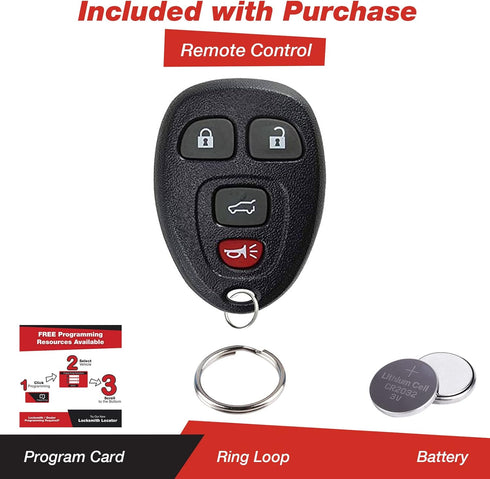 KeylessOption Keyless Entry Remote Control Car Key Fob Replacement for 15913416 with Key...