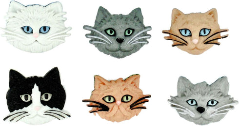 Fuzzy Felines Buttons by Dress it Up Buttons and Embellishments - 5 Pieces...