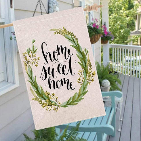 Home Sweet Home House Flag 28 x 40 Inch Vertical Double Sided Burlap Flag for Spring Summer Seasonal House Yard Decor...
