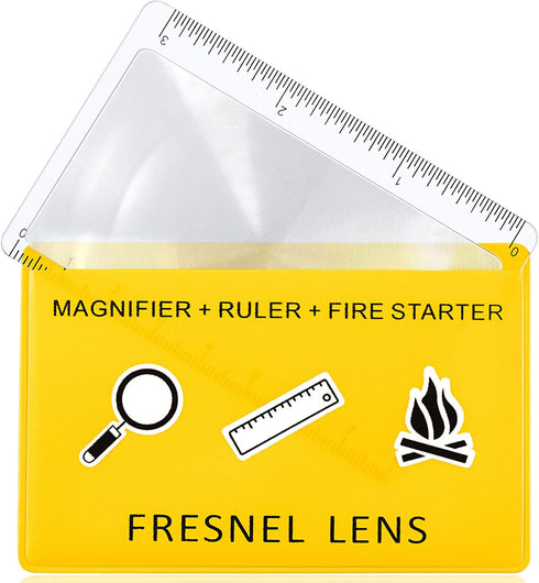 20 Pieces Fresnel Lens Credit Card Magnifier Pocket Plastic Ruler Starting Solar Fire Emergency Bushcraft Survival Compact Outdoor Leisure Classro...