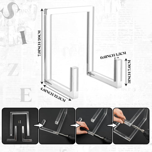 2 Pcs Acrylic Plate Stand Clear Easel Stand for Display 8 Inch Acrylic Photo Frame Bowl Stands Holder Tall Clear Vinyl Record Storage Decorative P...