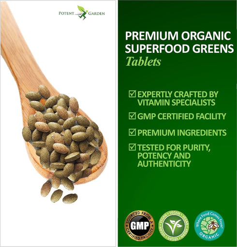 Organic Superfood Greens, Fruit and Veggies Supplement Rich in Vitamins & Antioxidants with Alfalfa, Beet Root & Tart Cherry to Boost Energy, Immu...