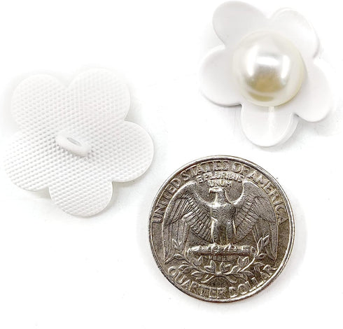 Cute White Flower Shank Sewing Buttons 20 Pcs - 25mm, 1"...