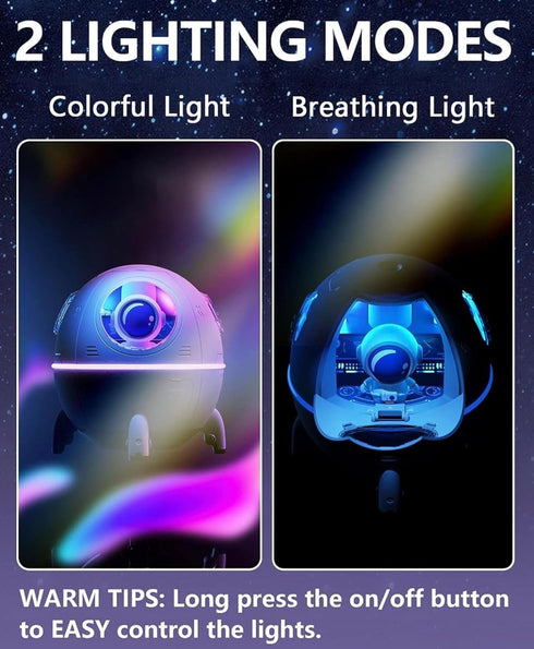 Space Capsule Air Humidifier 220ML with LED light, USB Ultrasonic Cool Mist Humidifier, Nursery Portable, Raindrop Car, Astronaut Antigravity, Cut...