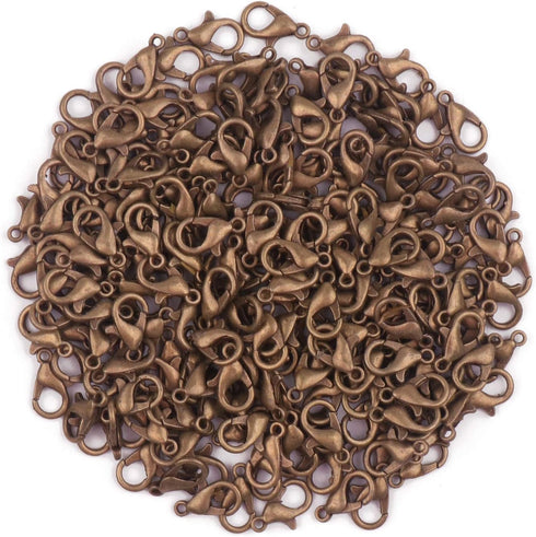 YAKA100pcs Alloy Lobster Clasps Clip DIY Necklace Jewelry Finding Making Accessories Fastener Hook (Antique Bronze, 12x7mm/0.47x0.27inch)...