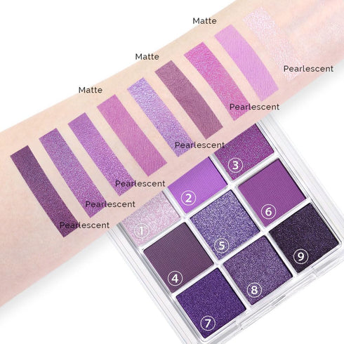 evpct 9 Colors Purple Pink Lavender Glitter Shimmer Matte Eye Shadow Palette Makeup Highly Pigmented Waterproof Violet Mauve Dark Purple Silver Pe...