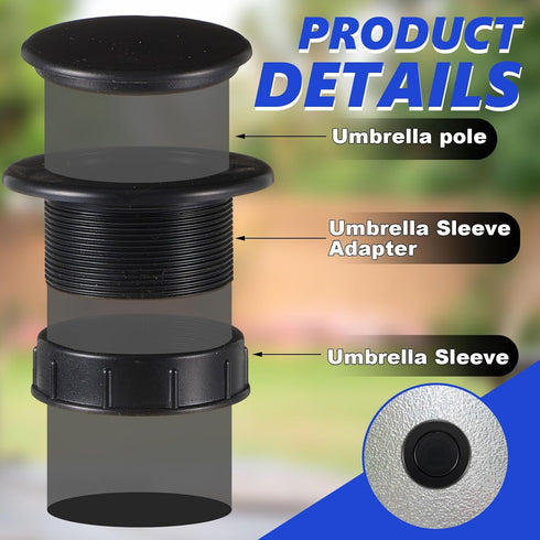 Sadnyy 2 Sets Parasol Umbrella Hole Ring Plug and Cap Set Outdoors Deck Table Hole Cover Insert Thicker Umbrella Plug for Patio Table Yard (Black)...