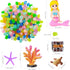 Fish Tank Aquarium Decoration Set, Mini 100pcs Glowing Pebbles Liminous Rocks, Teatle Mermaid Starfish Coral Treasure Chest Ornaments for Micro La...