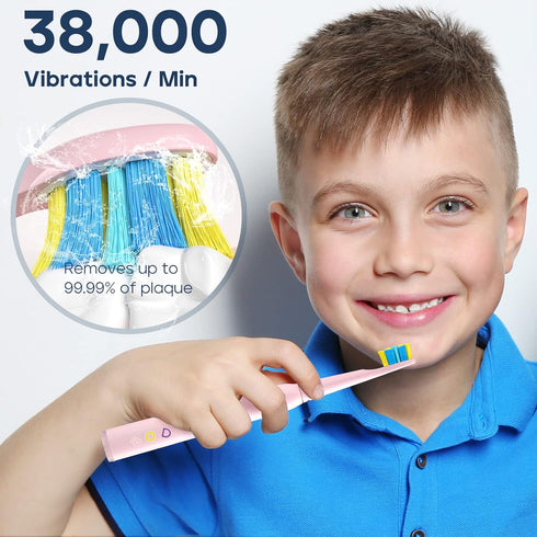 SEAGO Kids Electric Toothbrush, Sonic Soft Bristle Rechargeable Toothbrushes with DIY Stickers, 5 Modes, Includes 4 Replacement Brush Heads, Ages ...