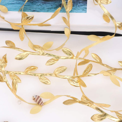 Soleebee Gold Leaves Leaf Ribbon, 11 Yards Vine Leaves Ribbon Trim Perfect Decoration for DIY Craft, Garland, Party, Wedding (Gold)...