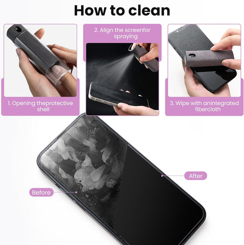2 Pcs Screen Cleaner Kit, 3-in-1 Touchscreen Mist Cleaner Spray Bottle Tool & Microfiber Cloth for Phone/Laptop/Tablet/TV/Monitor/Car Screens(Pink...