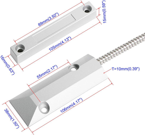 Aoje-Link OC-55 NO Rolling Door Contact Magnetic Reed Switch Alarm Sensor with 2 Wires, Zinc Alloy, 1pcs...