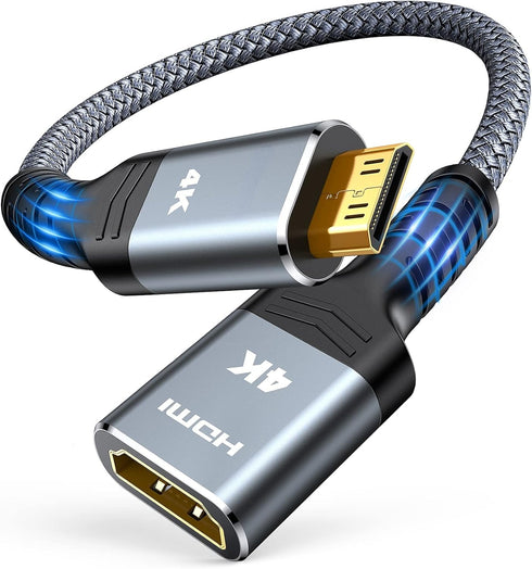 Highwings Mini HDMI to HDMI Adapter, 4K 60Hz Mini HDMI Male to HDMI Female Cable 4K HDR 18Gbps Compatible with Camera, Projector, Tablet, Graphics...