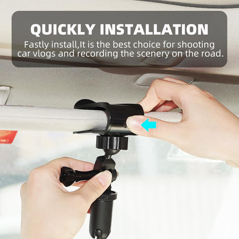 Car Sun Visor Mount for Insta360 X4 X3 X2 DJI Osmo Pocket 3 Action 4 3 Gopro 12 11 10 9 8 7 Car Sun Visor Holder with Phone Clip for Vlog/Video PO...