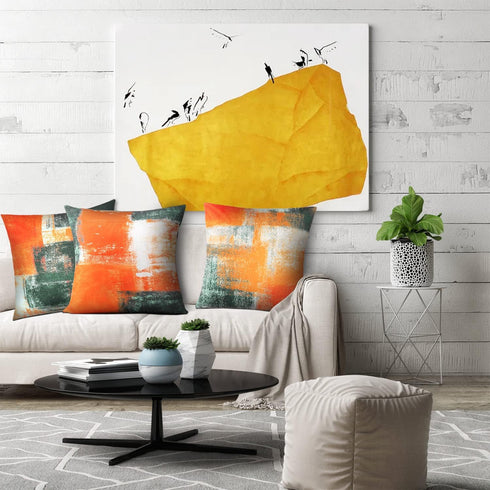 Decorative Throw Pillow Covers Burnt Orange Cushion Cover Taupe Abstract Art Painting 4 Pcs Pillowcase 18x18 Inch for Sofa Couch Bedroom Living Ro...