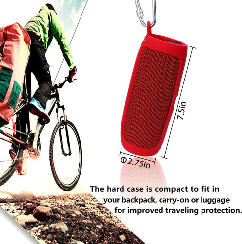 LTGEM Silicone Carrying Travel Case for JBL FLIP 5 Waterproof Portable Speaker with Extra Carabiner - Red...
