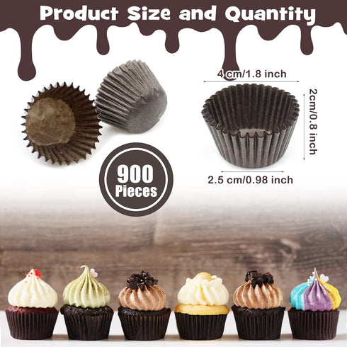 Dreamtop 900 Pieces Mini Cupcake Liners, Brown Mini Muffin Liners Baking Cups Liners for Baking Chocolate Baking Paper Cups Cupcake Wrappers...