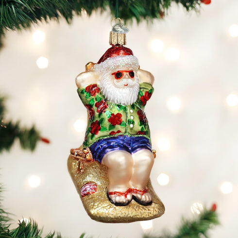 Old World Christmas Ornaments Sunning Santa Glass Blown Ornaments for Christmas Tree...