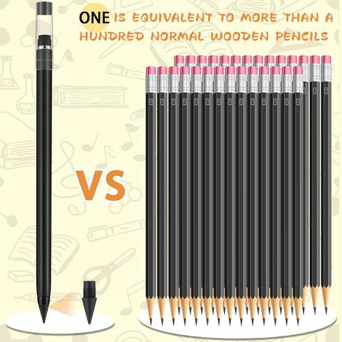 30 Pcs Inkless Pencil Everlasting Reusable Pencil with 30 Nibs Pencil with Eraser Eternal Aesthetic Inkless Pencil for Writing Drawing Home Office...