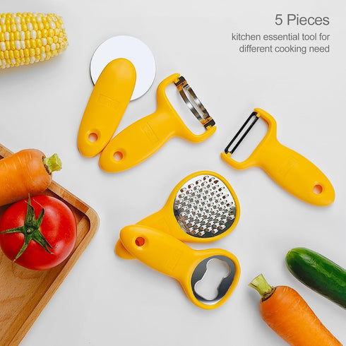 Original Corn Grater, Corn Peeler, Cheese Shredder, Bottle Opener and Pizza Cutter, Kitchen Gadgets 5 Piece Set(Yellow)…...