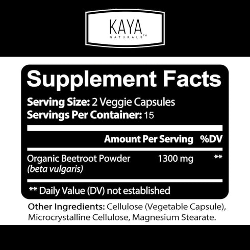 Kaya Naturals Premium Organic Beet Root Powder Supplements - Promotes Healthy Circulation and Nitric Oxide Flow - Non-GMO and Gluten Free - 30 Cou...