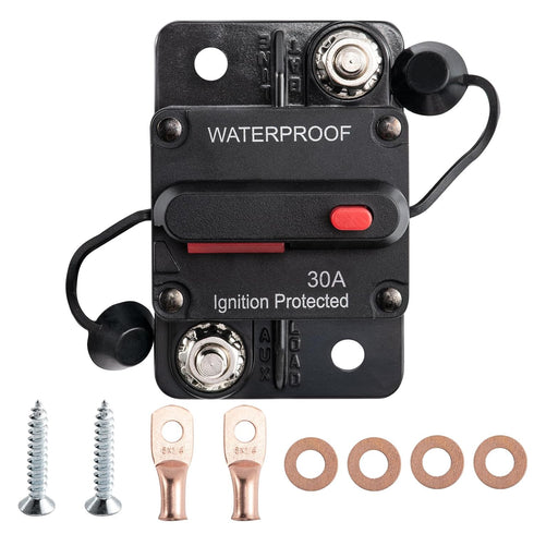 CHANGE MOORE 30 Amp Circuit Breaker with Manual Reset Waterproof Inline Fuse for Marine, Boat RV Car Trucks Power Protect with Wire Lugs Copper Wa...
