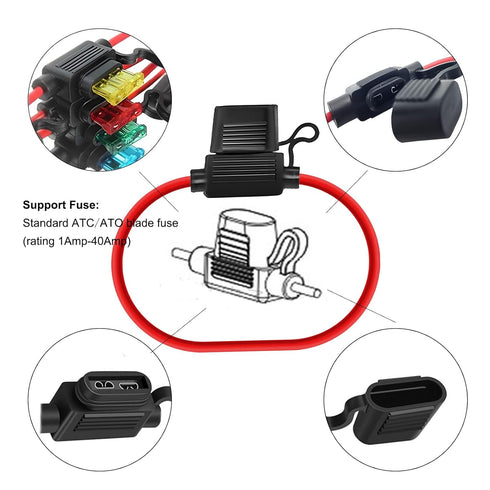 MuHize Inline Fuse Holder 12V - Upgraded 16 Gauge Automotive ATC/ATO Standard Fuse Holders with 15 AMP Standard Blade Fuses(10 Pack)...