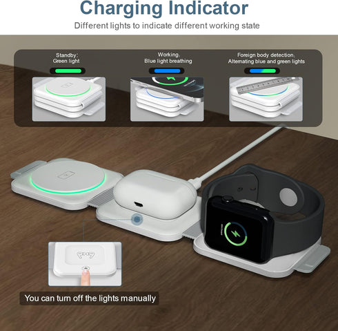 3 in 1 Magnetic Foldable Wireless Charger, Ankilo Wireless Charging Station for Travel, Compatible with iPhone 15/14//13/12, Apple Watch, AirPods ...
