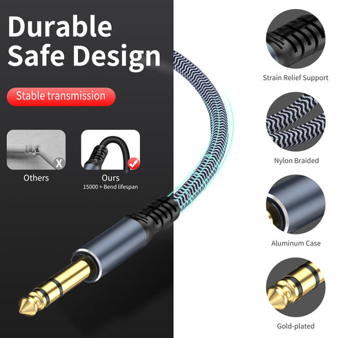 1/4 inch Extension Cable 20ft, 1/4" inch Male to Female Stereo Headphone Guitar Extension Cable, Quarter inch Headphone Extension Cable...