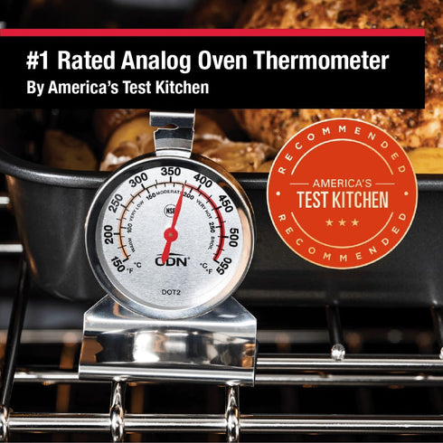 CDN Oven Thermometer ProAccurate®, Easy-to-Read 2" Dial, Stainless Steel Housing, Temperature Zones, Stand or Hang, Monitor Oven Temperatures, NSF...