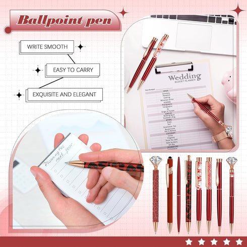 8 Pcs Ballpoint Pen for Women Pretty Cute Fancy Black Ink Pens for Journaling Liquid Sand Glitter Pen Bridal Shower Gifts for Wedding Women Office...