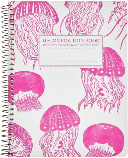 Decomposition Jellyfish College Ruled Spiral Notebook - 9.75 x 7.5 Journal with 160 Lined Pages - 100% Recycled Paper - Cute Notebooks for School ...