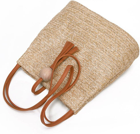 GL-Turelifes Round Summer Straw Bag Big Weave Handbags Beach Shoulder Bags Vocation Tote HandbagsTravel Bag for Women...
