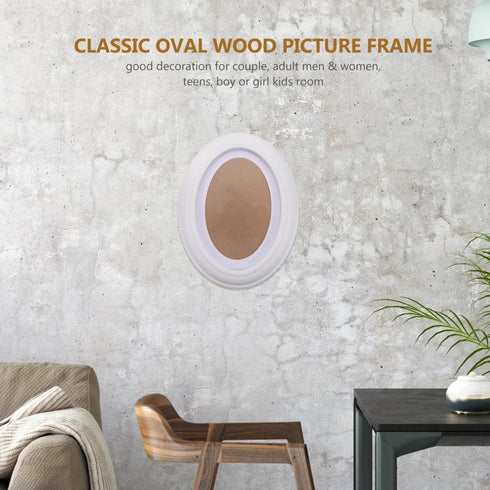 Garneck Oval Wood Picture Frame Wall Hanging Decoration 7 Inch - Send Seamless Nail and S Nail (White)...
