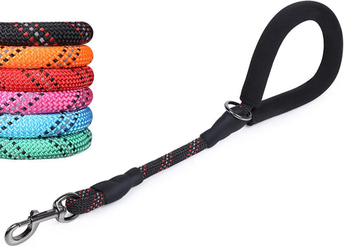 VIVAGLORY Short Dog Leash with Comfortable Padded Handle, 18IN Durable Rope Short Walking & Training Leashes for Dogs with Highly Reflective Threa...