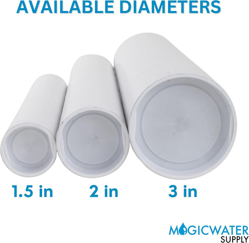 MagicWater Supply Mailing Tube - 1.5 in x 12 in - White - 6 Pack - for Shipping and Storage of Posters, Arts, Crafts, and Documents...