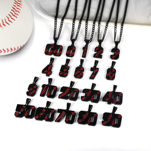 Baseball Number Necklace for Men 00-99 Athletes Jersey Number Necklace Stainless Steel Gold Plated Chain 22inch Baseball Charm Pendant Personalize...