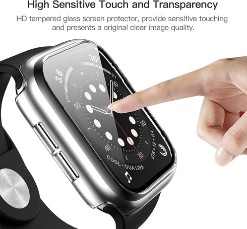 Haojavo 5 Pack Case with Tempered Glass Screen Protector for Apple Watch Series 9 8 7 41mm, PC Hard Ultra-Thin Slim Fit Scratch Resistant Bumper P...