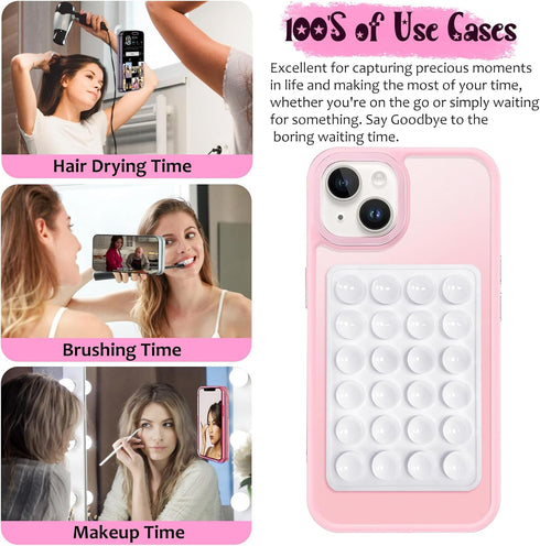 Silicone Suction Phone Case Mount, Silicon Adhesive Phone Accessory for Smartphones, Hands-Free Mirror Shower Phone Holder for Selfies, Tiktok Vid...