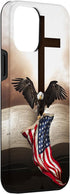 iPhone 12 Pro Max Pretty Christian Cross Bible A Bald Eagle Grip American Flag Case...