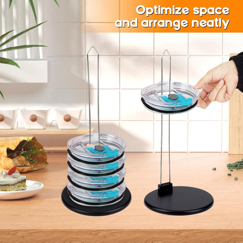 Tumbler Lid Organizer,Cup Lid Organizers Inside Cabinet,2PC Detachable Stacking Lid Holder,Space-Saving Design Lid Rack for Kitchen Cabinet and Co...