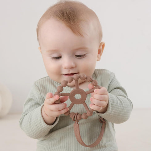Silicone Pacifier Clip, Seposeve Pack of 3 Baby Pacifier Teether Clip with 4 Texture, Soft Flexible Silicone Pacifier Leashes & Cases for Boy and ...