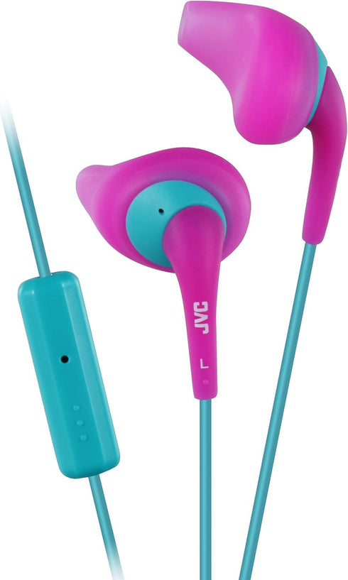 JVC HAENR15P Gumy Sport Nozzle Fit Earpiece Remote Mic Sweat-proofPink...